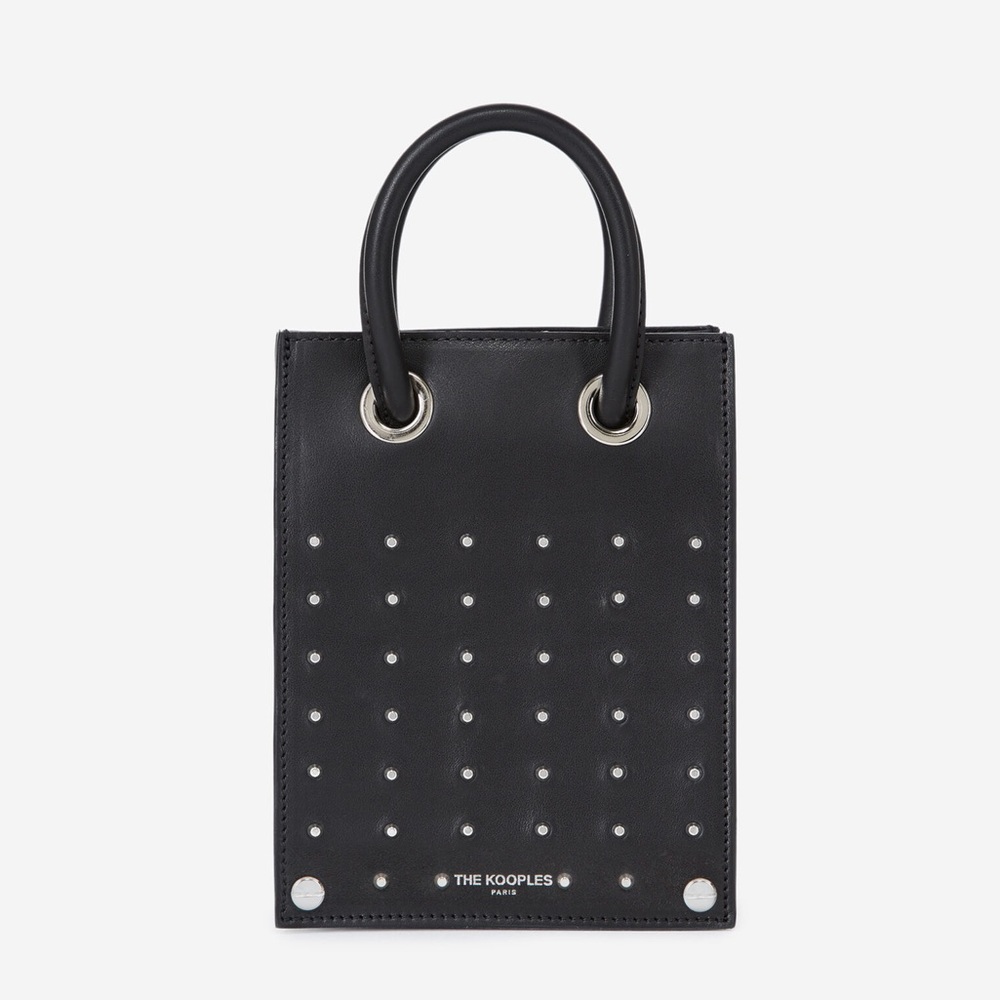 The Kooples STUDDED SMOOTH BLACK LEATHER HANDBAG (NOT ACCEPTING OFFERS)